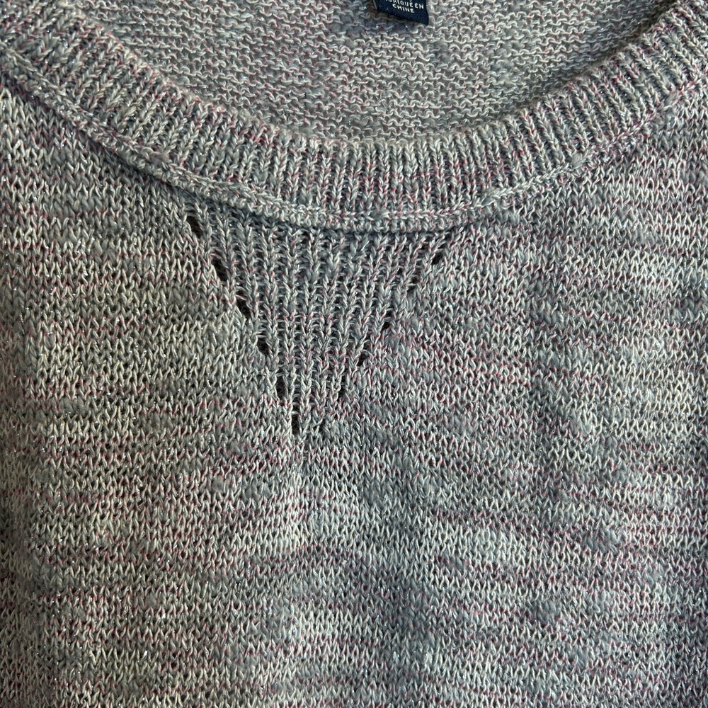 American Eagle Outfitters Womens Large Silver Sweater With Pink Tones & Metalic - Picture 6 of 7
